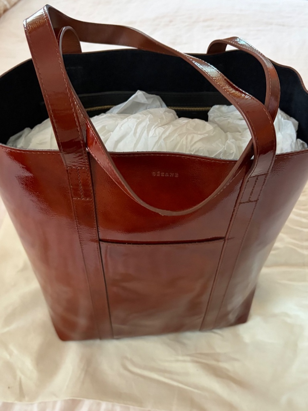 Sezane's The Tote in Mahogany. Brand new, never used, in original dust bag. - Picture 7 of 10